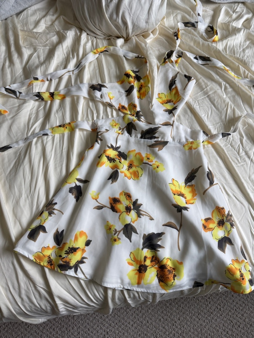 superdown White Mini Dress with Yellow Floral Print